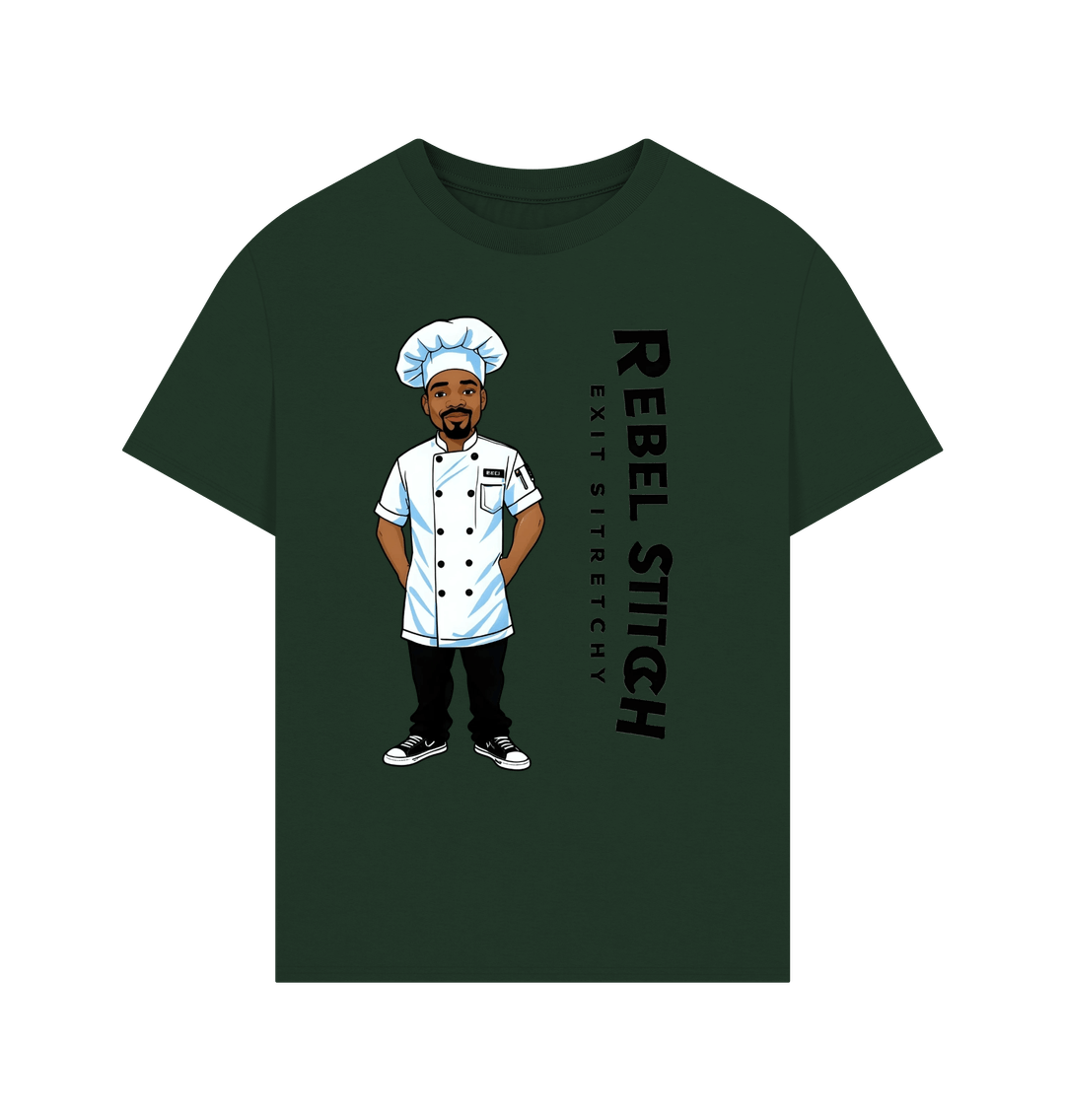 Evergreen Rebel Stitch Premium Cotton Oversized Short Sleeve T-Shirt Chef Edition Front Print #1