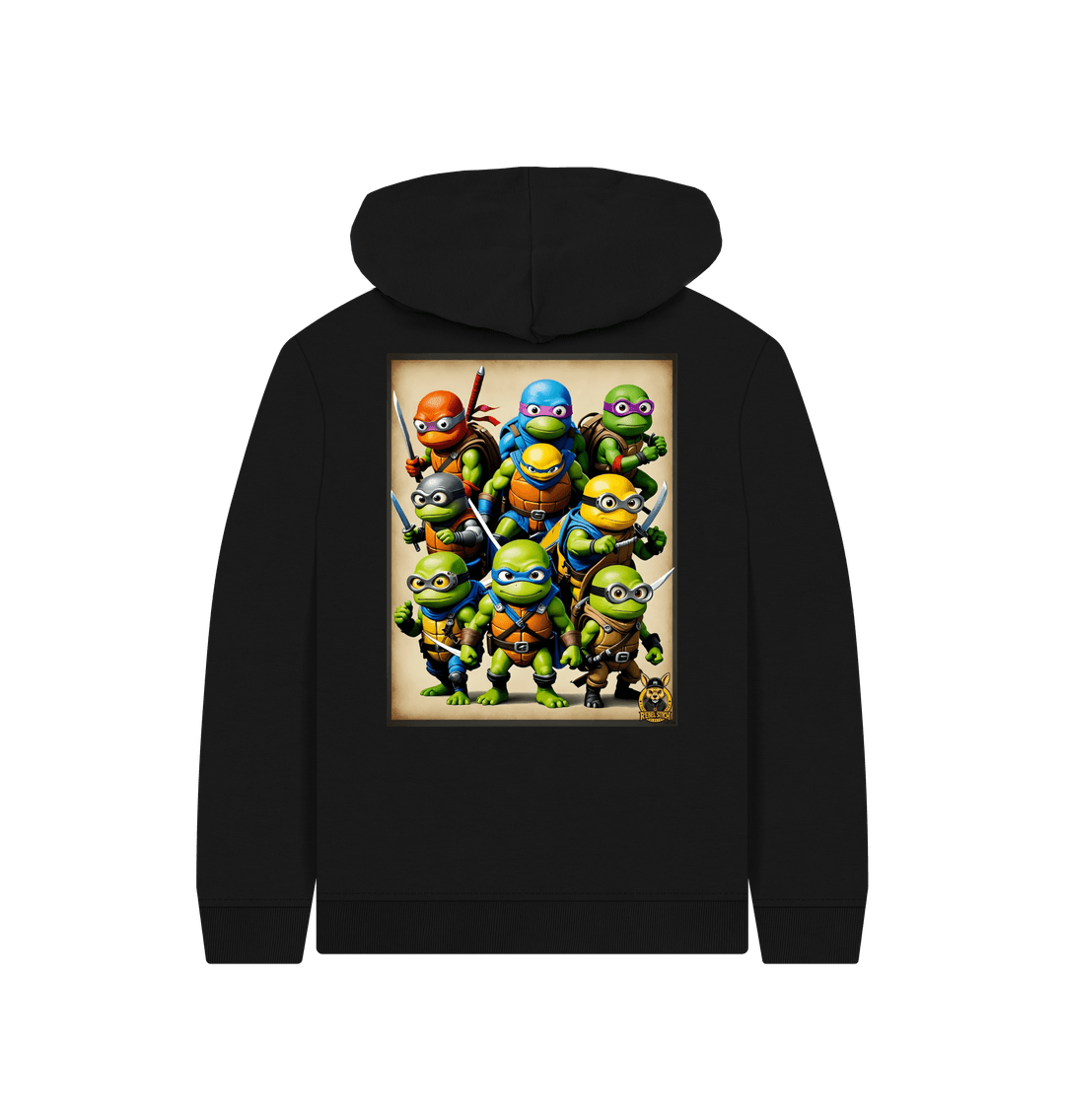 Black Rebel Stitch Premium Cotton Kids Hoodie TMNM Back Print #2