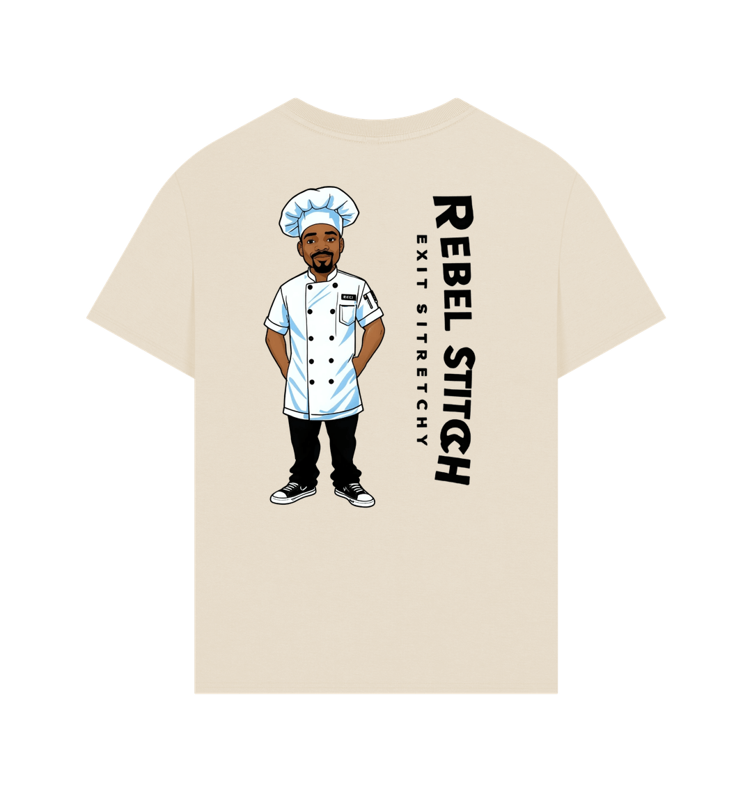 Oat Rebel Stitch Premium Cotton Oversized Short Sleeve T-Shirt Chef Edition Back Print #1