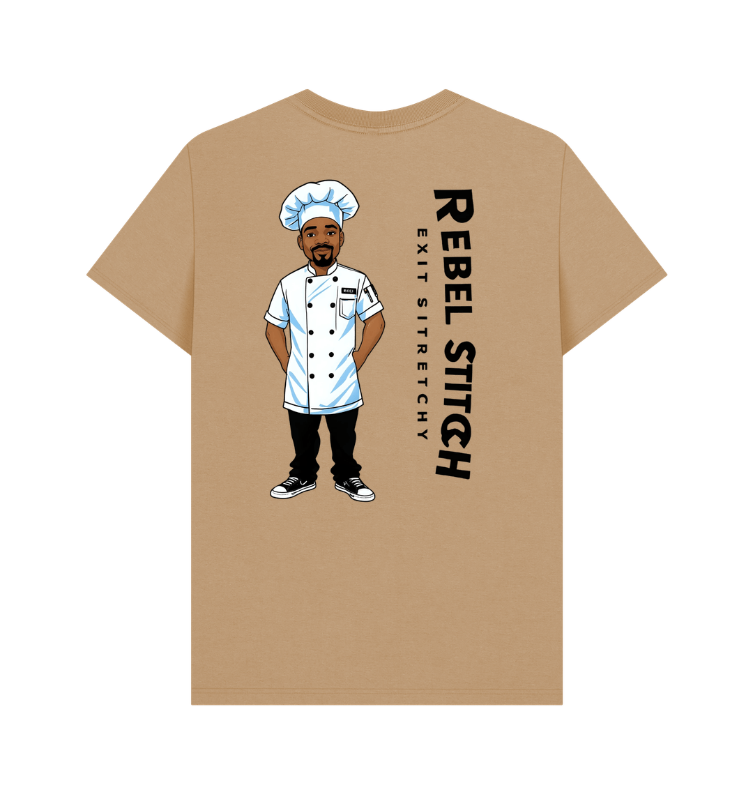 Sand Rebel Stitch Premium Cotton Short Sleeve T-Shirt Chef Edition Back Print #1