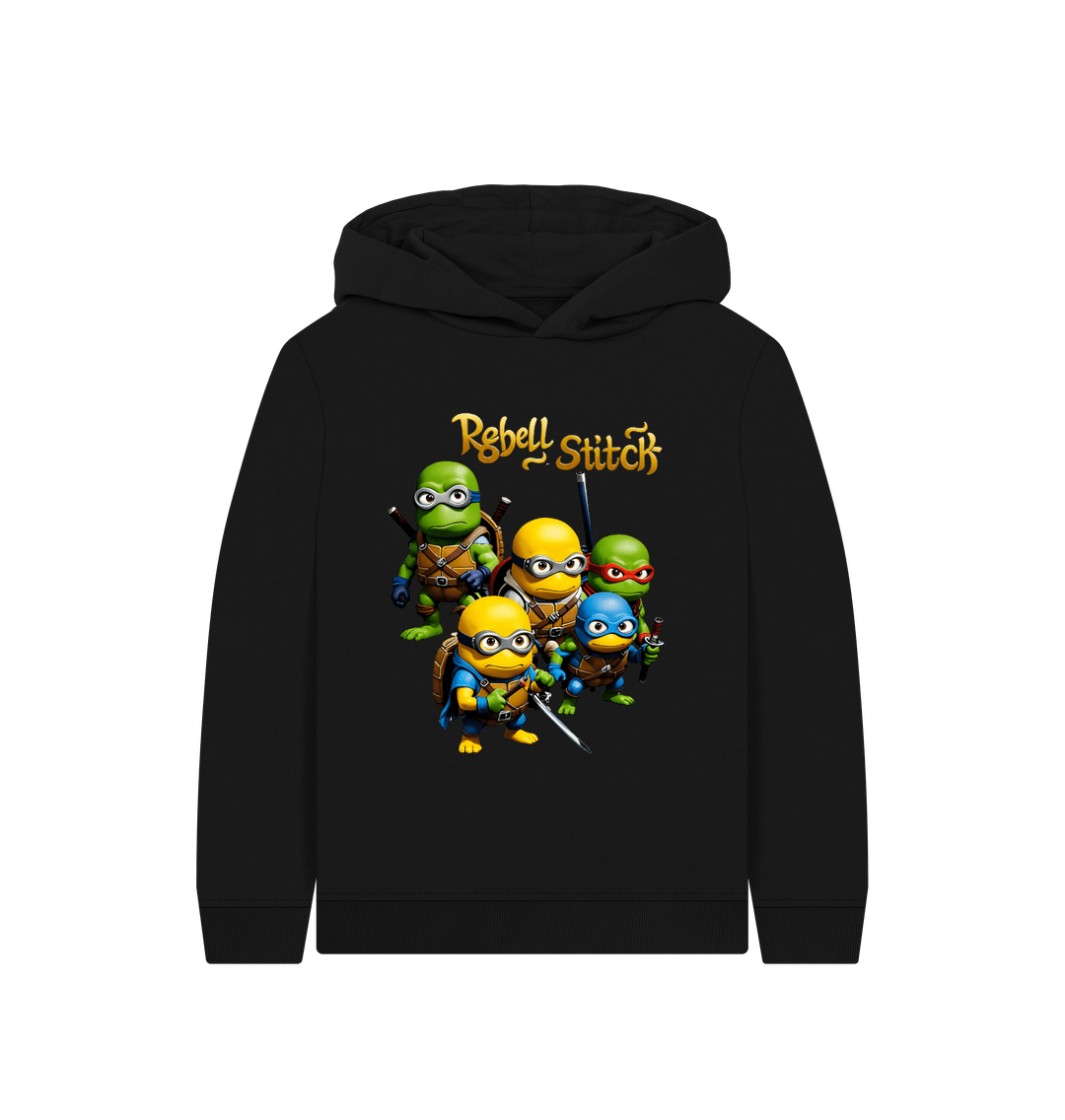 Black Rebel Stitch Premium Cotton Kids Hoodie TMNM Front Print #3