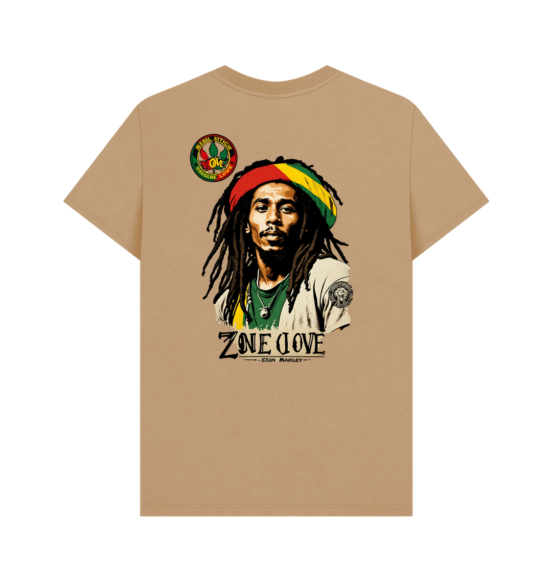 Sand Rebel Stitch Premium Cotton Short Sleeve T-Shirt Zion-One Love Back Print #4