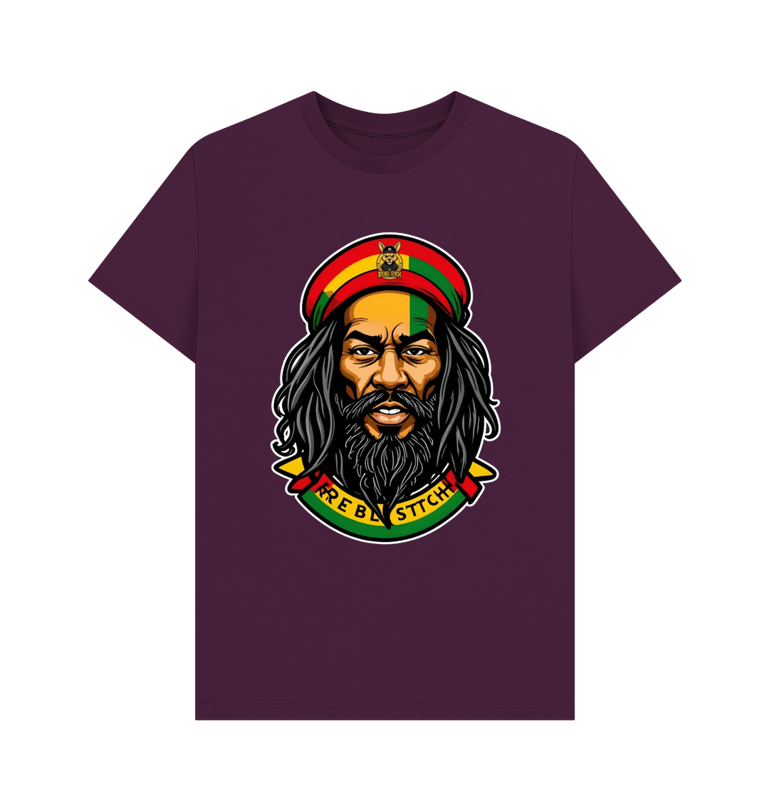 Purple Rebel Stitch Premium Cotton Short Sleeve T-Shirt Zion-One Love Front Print #3