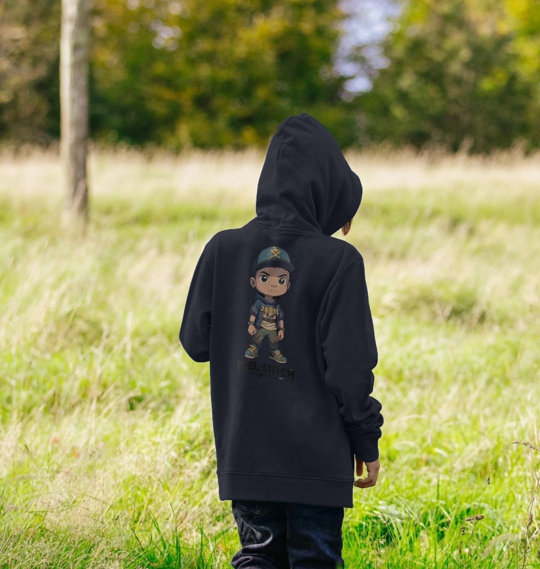 Rebel Stitch Premium Cotton Kids Hoodie Rebel Kids Back Print #3