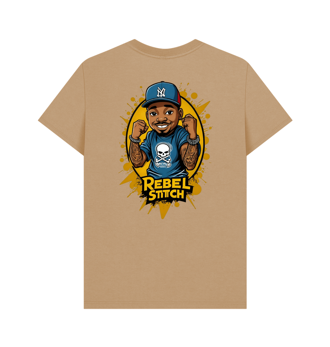 Sand Rebel Stitch Premium Cotton Short Sleeve T-Shirt Main Line Back Print #4