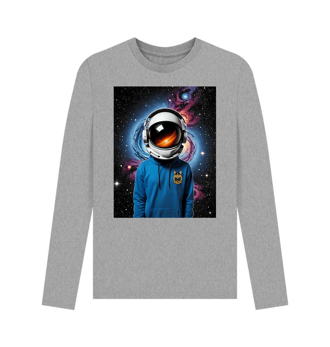 Athletic Grey Rebel Stitch Premium Cotton Long Sleeve T-Shirt Space Edition Front Print #1