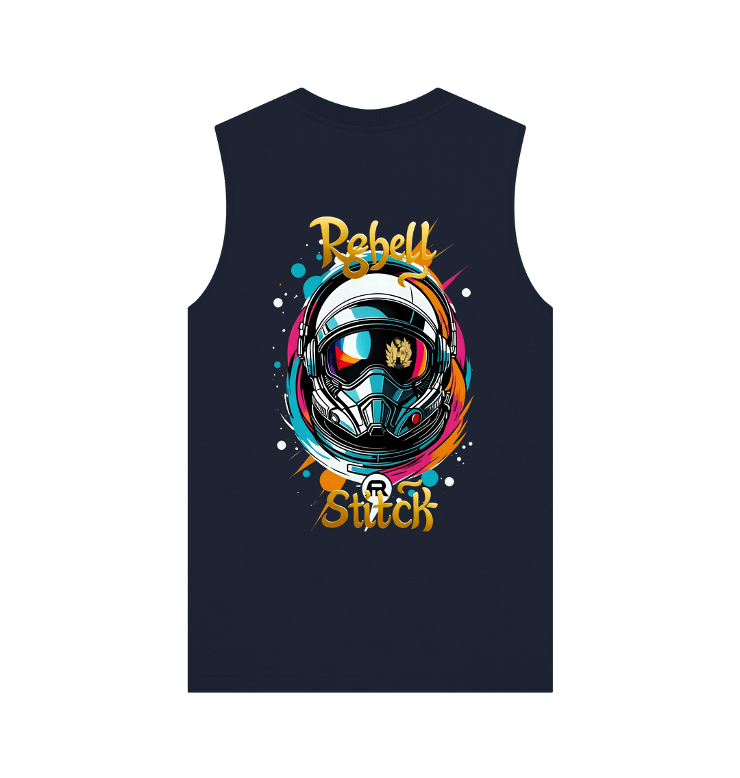 Navy Blue Rebel Stitch Premium Cotton Vest Space Edition Back Print #2