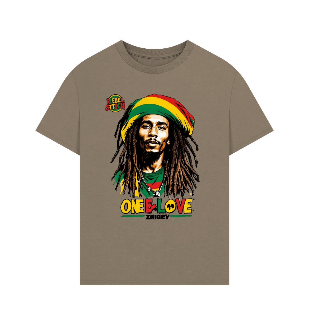 Willow Rebel Stitch Premium Cotton Oversized Short Sleeve T-Shirt Zion-One Love Front Print #2