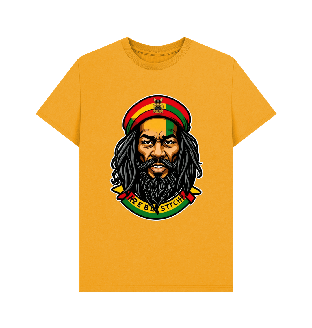 Mustard Rebel Stitch Premium Cotton Short Sleeve T-Shirt Zion-One Love Front Print #3