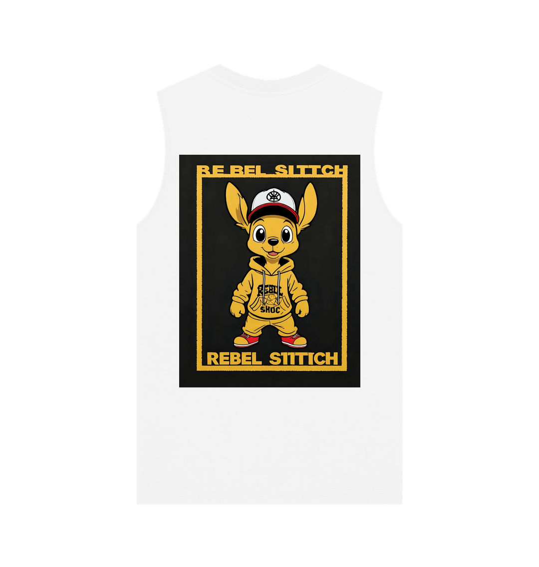 White Rebel Stitch Premium Cotton Vest Main Line Back Print #3