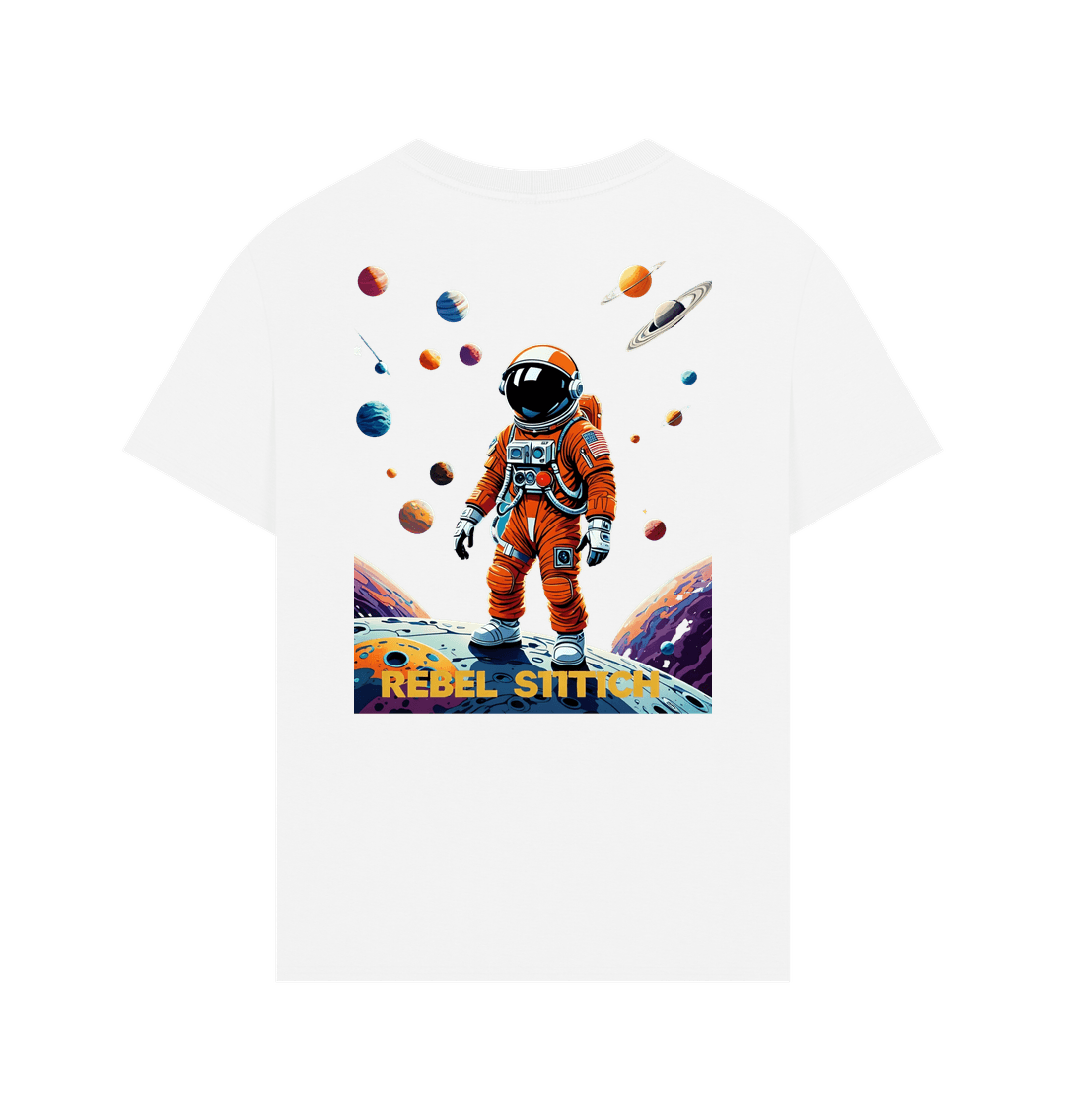 White Rebel Stitch Premium Cotton Oversized Short Sleeve T-Shirt Space Edition Back Print #4