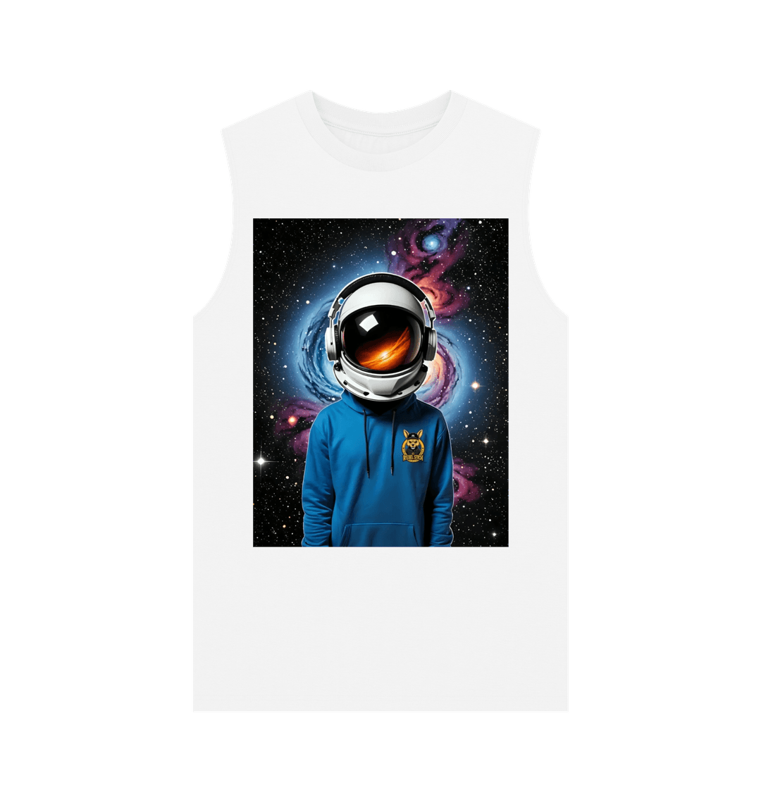 White Rebel Stitch Premium Cotton Vest Space Edition Front Print #1