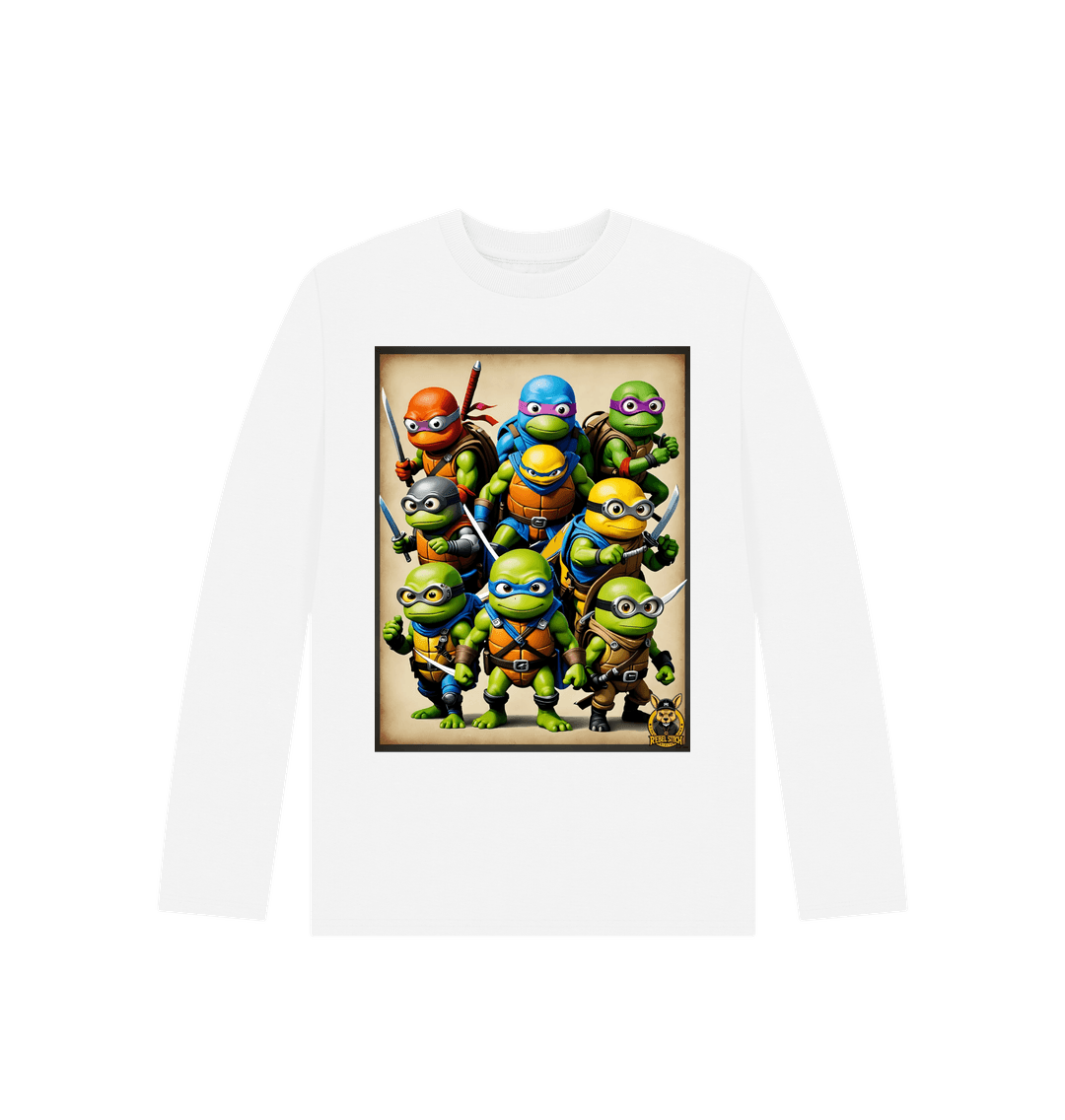 White Rebel Stitch Premium Cotton Long Sleeve Kids T-Shirt TMNM Front Print #2