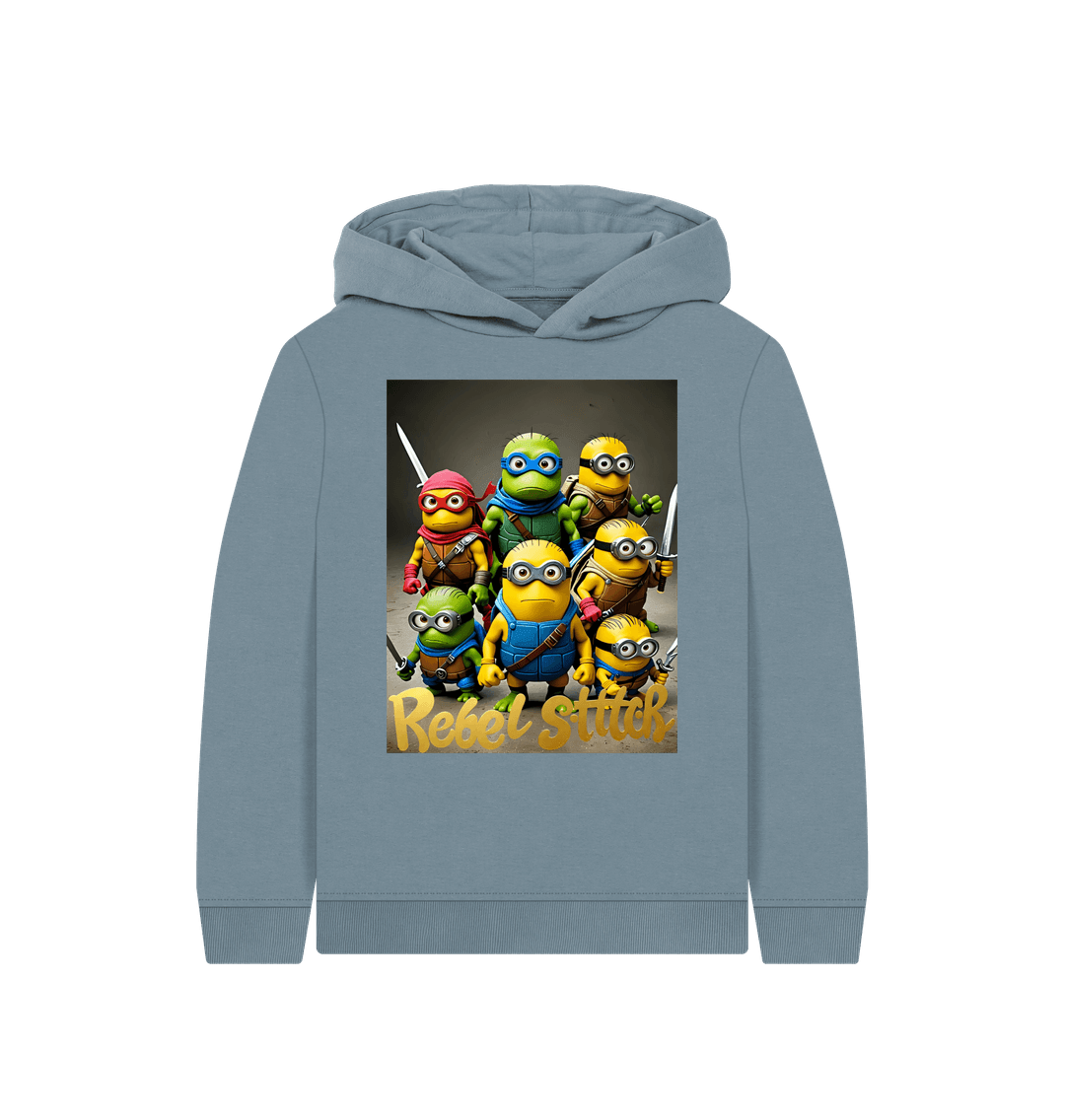 Stone Blue Rebel Stitch Premium Cotton Kids Hoodie TMNM Front Print #4