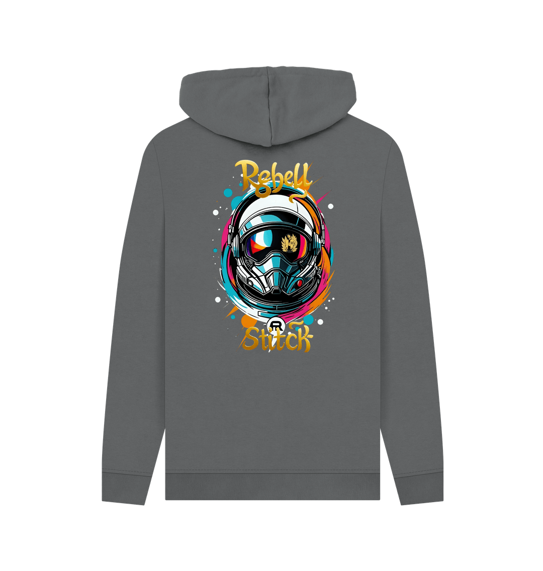 Slate Grey Rebel Stitch Premium Cotton Hoodie Space Edition Back Print #2