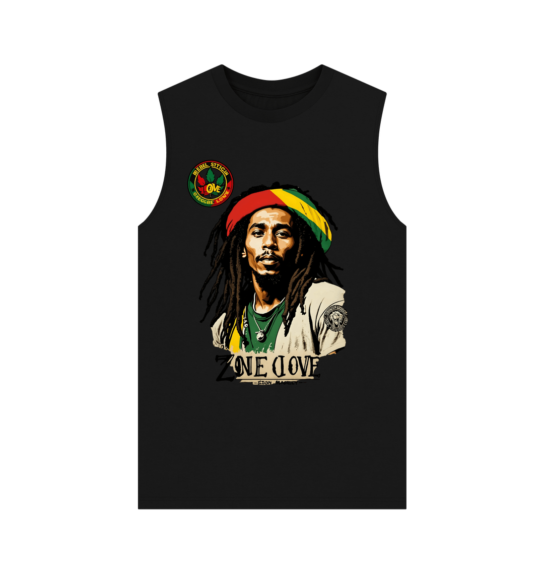 Black Rebel Stitch Premium Cotton Vest Zion-One Love Front Print #4