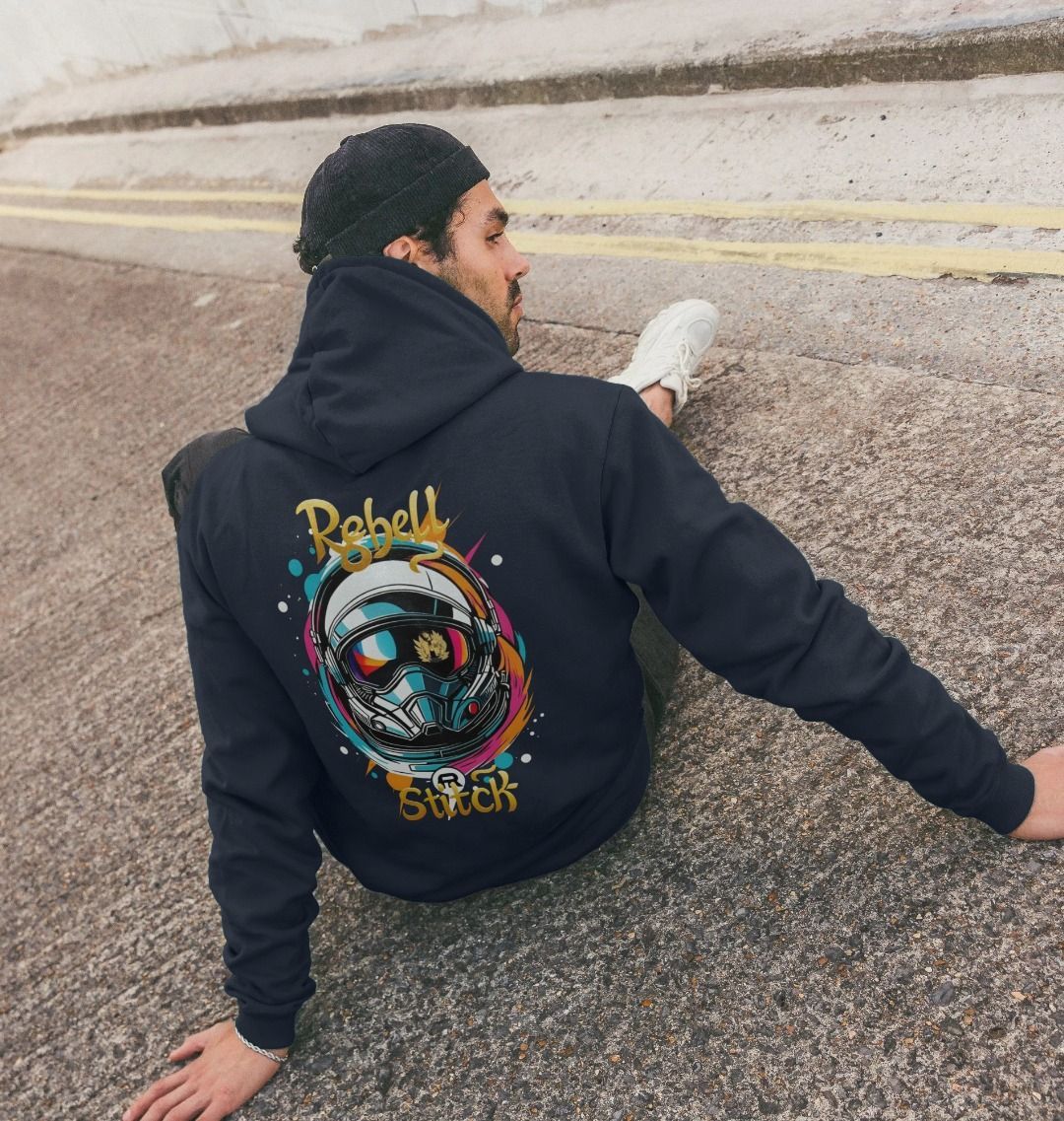 Rebel Stitch Premium Baumwoll-Hoodie „Space Edition“ mit Rückendruck #2