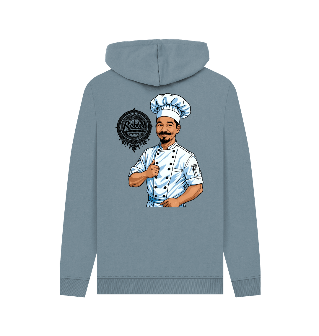 Stone Blue Rebel Stitch Premium Cotton Hoodie Chef Edition Back Print #2