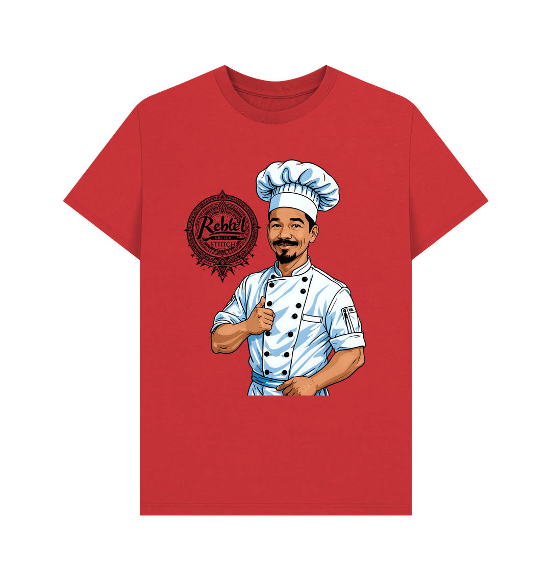 Red Rebel Stitch Premium Cotton Short Sleeve T-Shirt Chef Edition Front Print #2