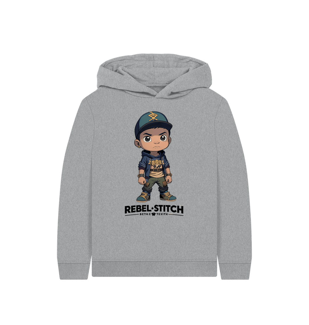 Athletic Grey Rebel Stitch Premium Cotton Kids Hoodie Rebel Kids Front Print #3