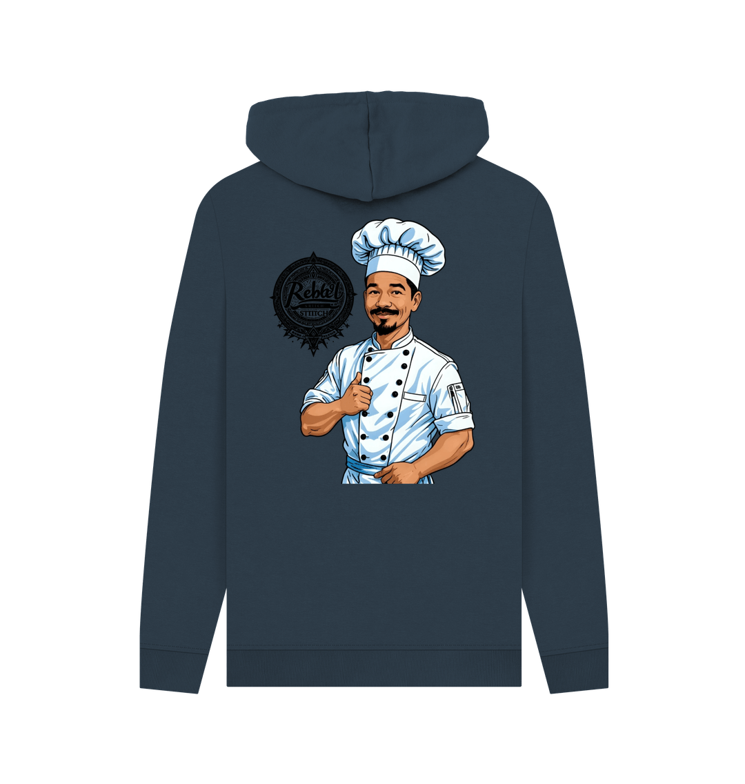 Navy Rebel Stitch Premium Cotton Hoodie Chef Edition Back Print #2