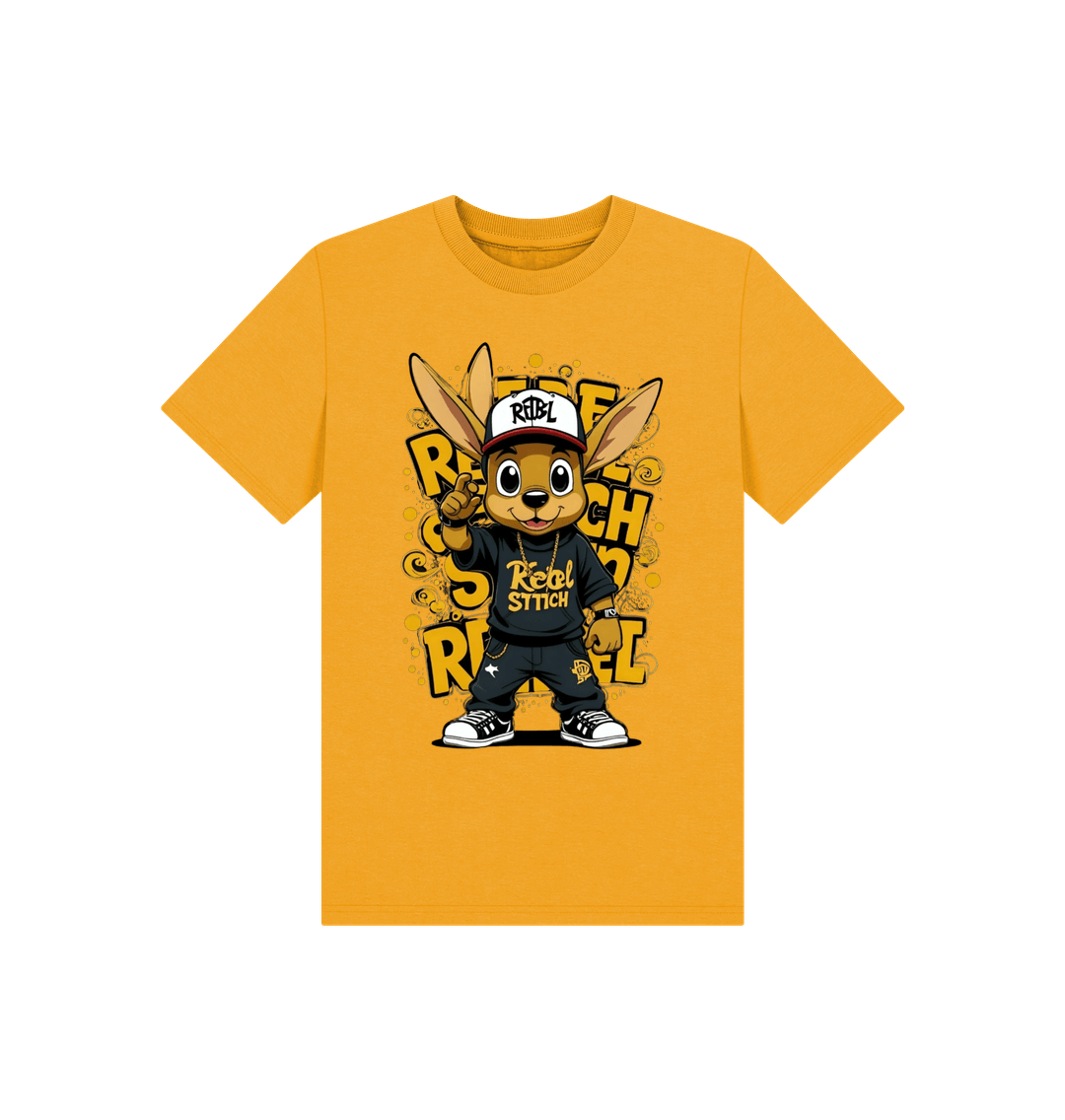 Mustard Rebel Stitch Premium Cotton Short Sleeve Kids T-Shirt Main Line Front Print #2