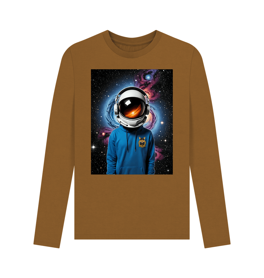 Brown Rebel Stitch Premium Cotton Long Sleeve T-Shirt Space Edition Front Print #1