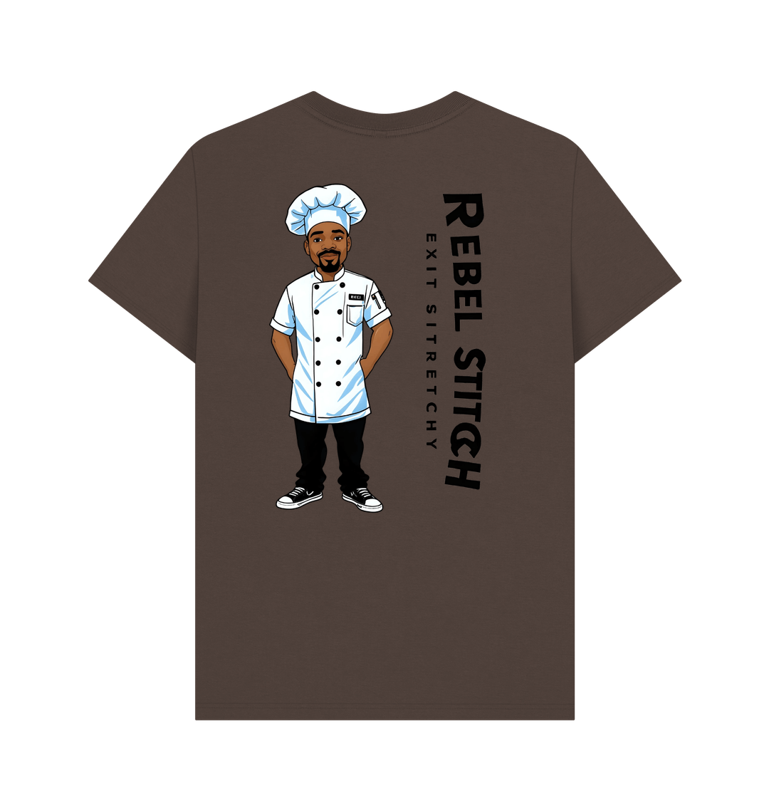 Chocolate Rebel Stitch Premium Cotton Short Sleeve T-Shirt Chef Edition Back Print #1