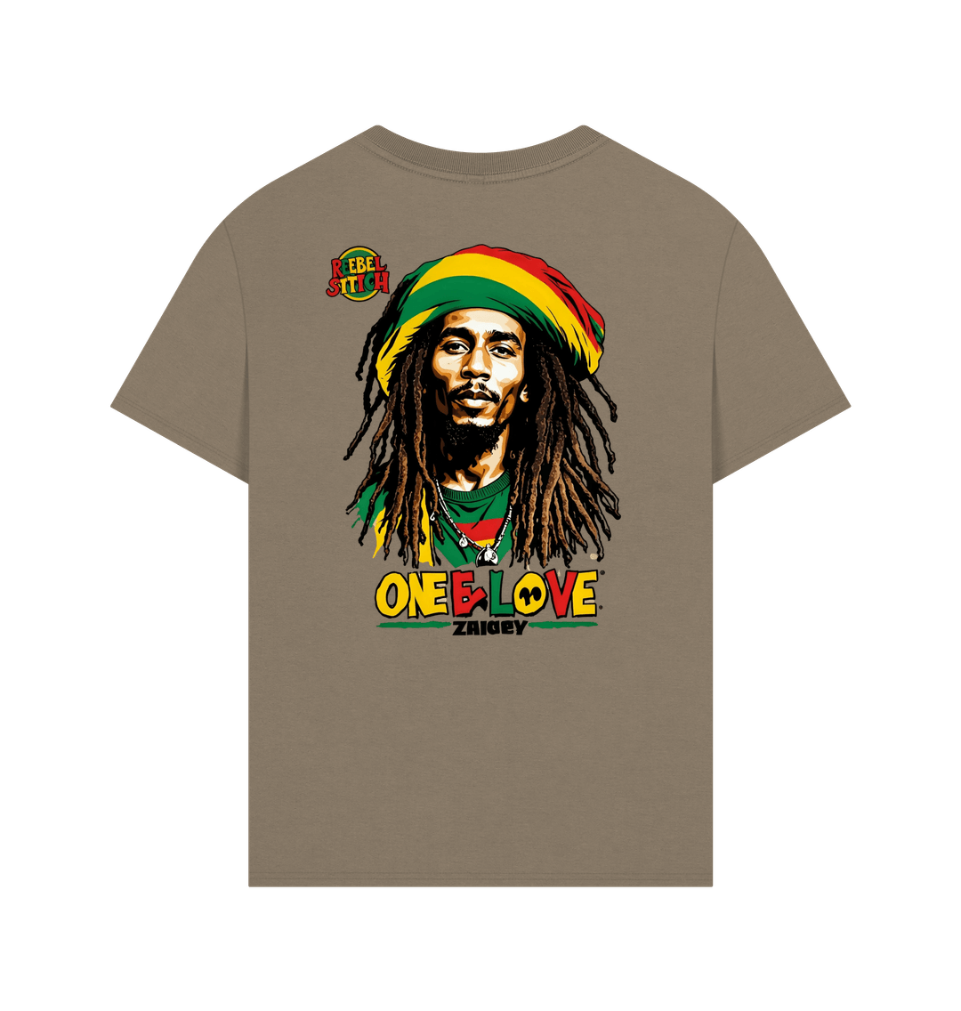 Willow Rebel Stitch Premium Cotton Oversized Short Sleeve T-Shirt Zion-One Love Back Print #2