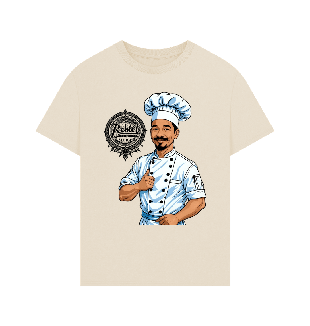 Oat Rebel Stitch Premium Cotton Oversized Short Sleeve T-Shirt Chef Edition Front Print #2