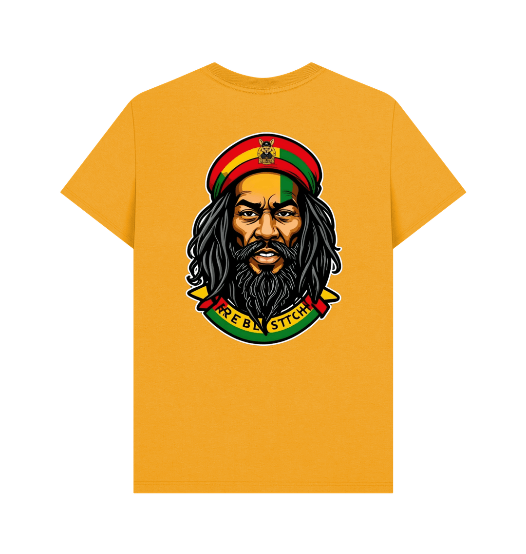 Mustard Rebel Stitch Premium Cotton Short Sleeve T-Shirt Zion-One Love Back Print #3