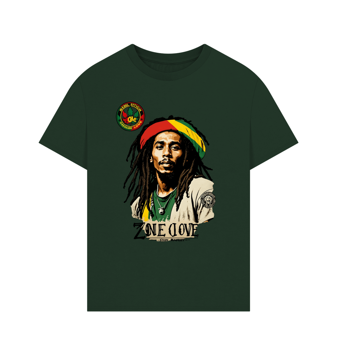 Evergreen Rebel Stitch Premium Cotton Oversized Short Sleeve T-Shirt Zion-One Love Front Print #4