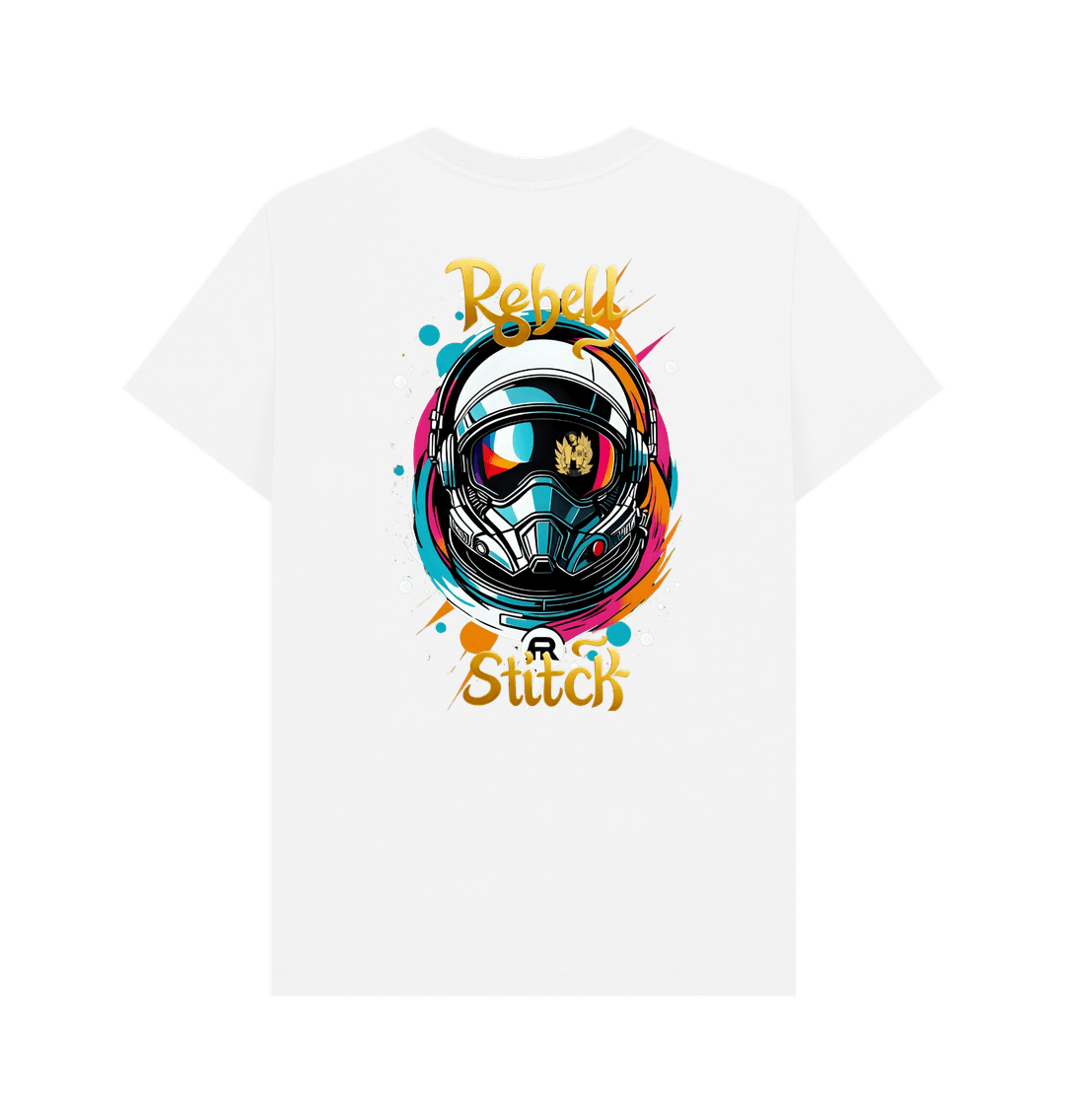 White Rebel Stitch Premium Cotton Short Sleeve T-Shirt Space Edition Back Print #2