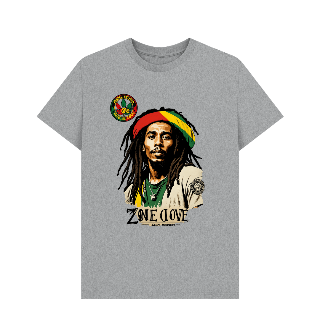 Athletic Grey Rebel Stitch Premium Cotton Short Sleeve T-Shirt Zion-One Love Front Print #4