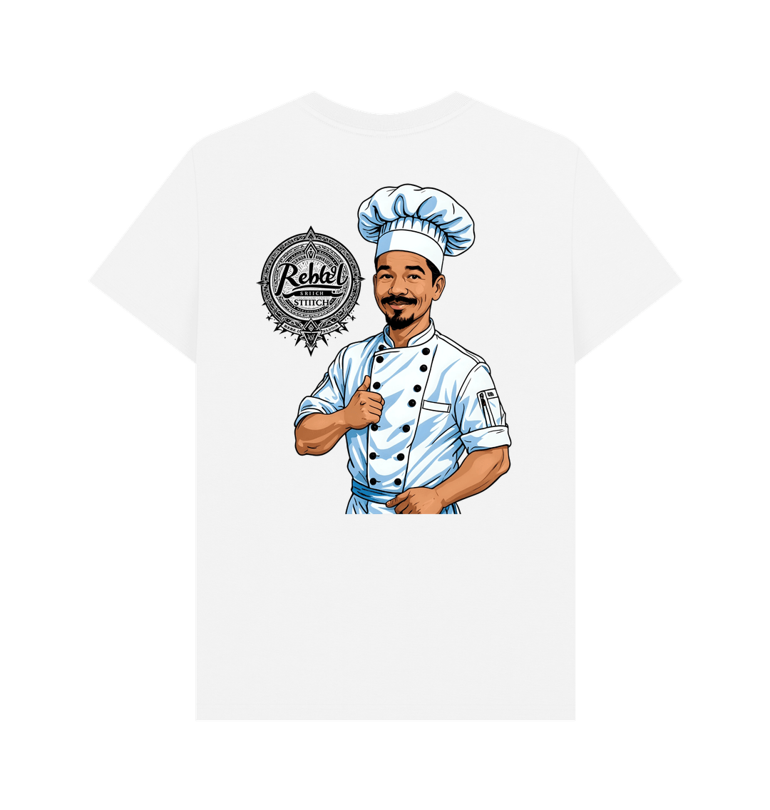 White Rebel Stitch Premium Cotton Short Sleeve T-Shirt Chef Edition Back Print #2