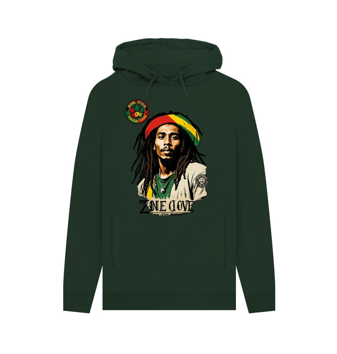 Evergreen Rebel Stitch Premium Cotton Hoodie Zion-One Love Front Print #4