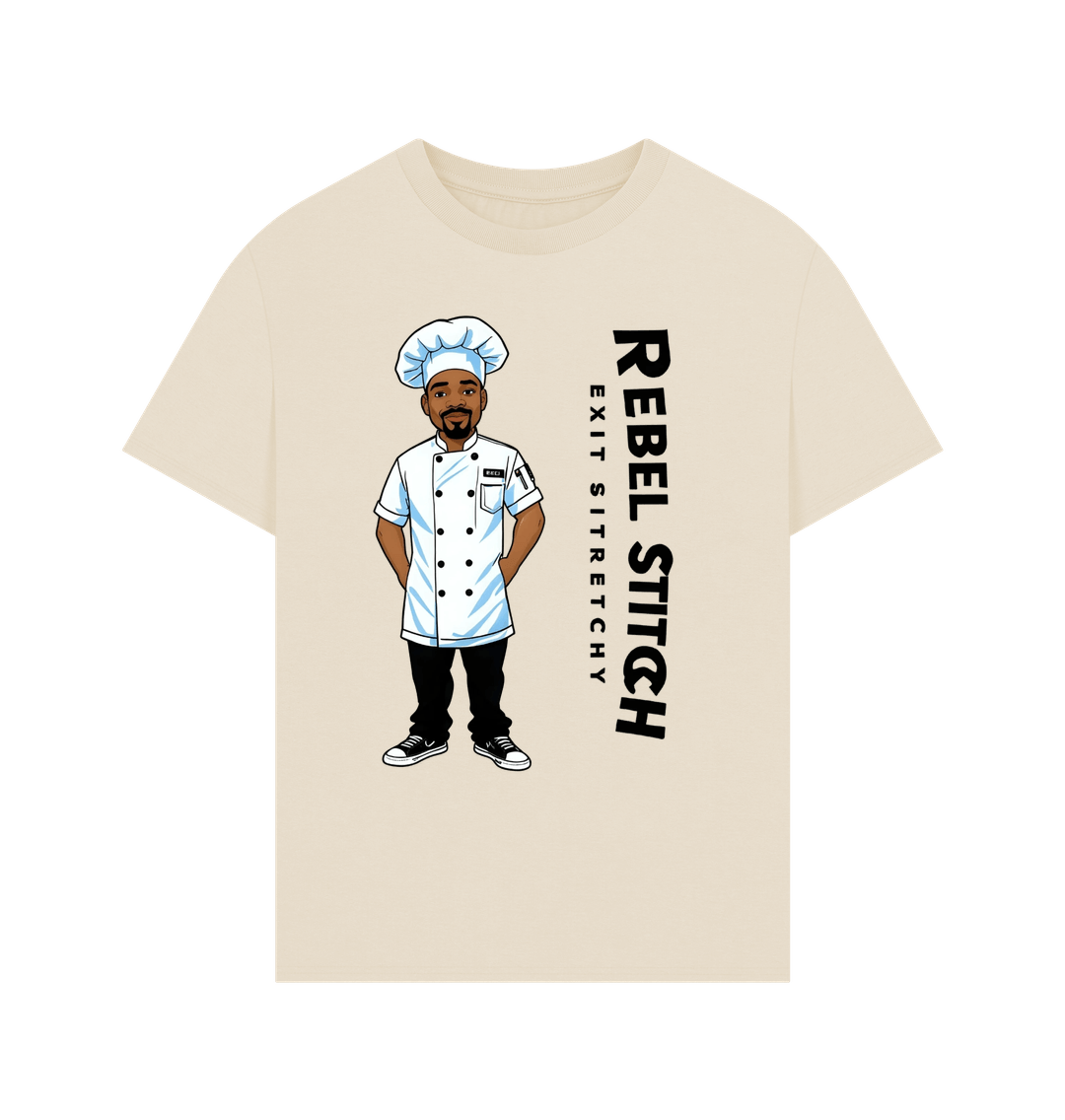 Oat Rebel Stitch Premium Cotton Oversized Short Sleeve T-Shirt Chef Edition Front Print #1