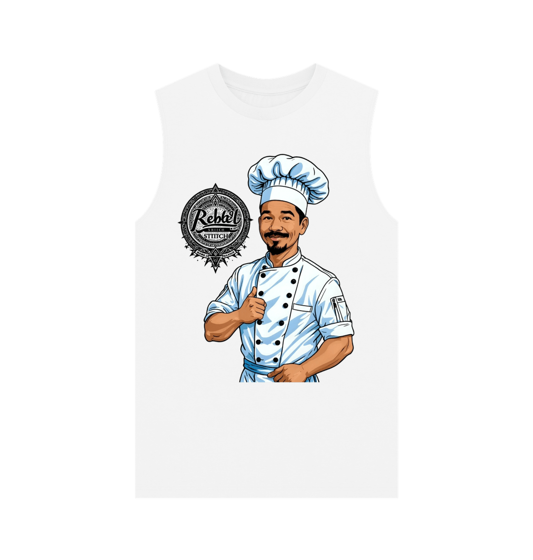 White Rebel Stitch Premium Cotton Vest Chef Edition Front Print #2