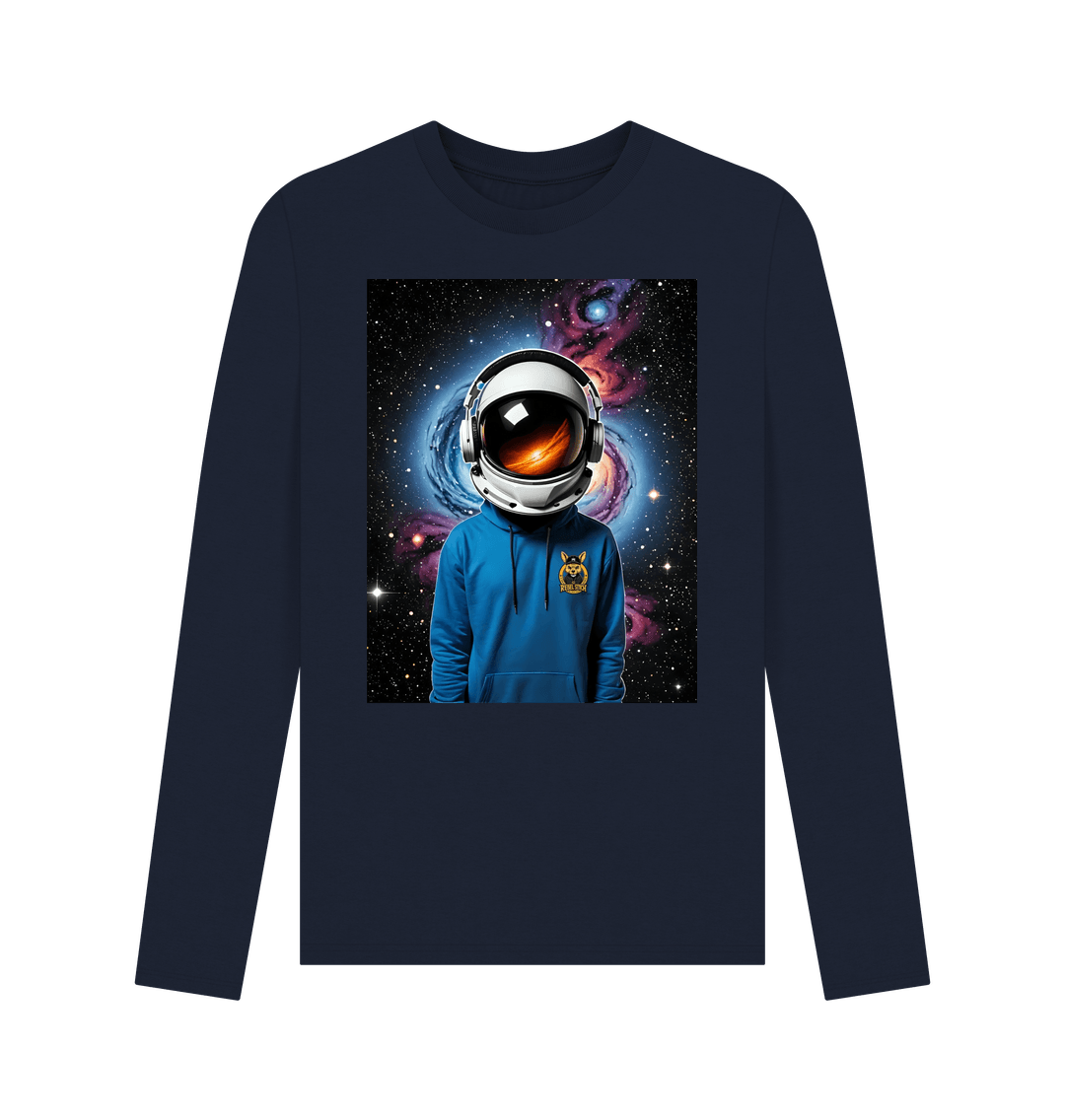 Navy Blue Rebel Stitch Premium Cotton Long Sleeve T-Shirt Space Edition Front Print #1