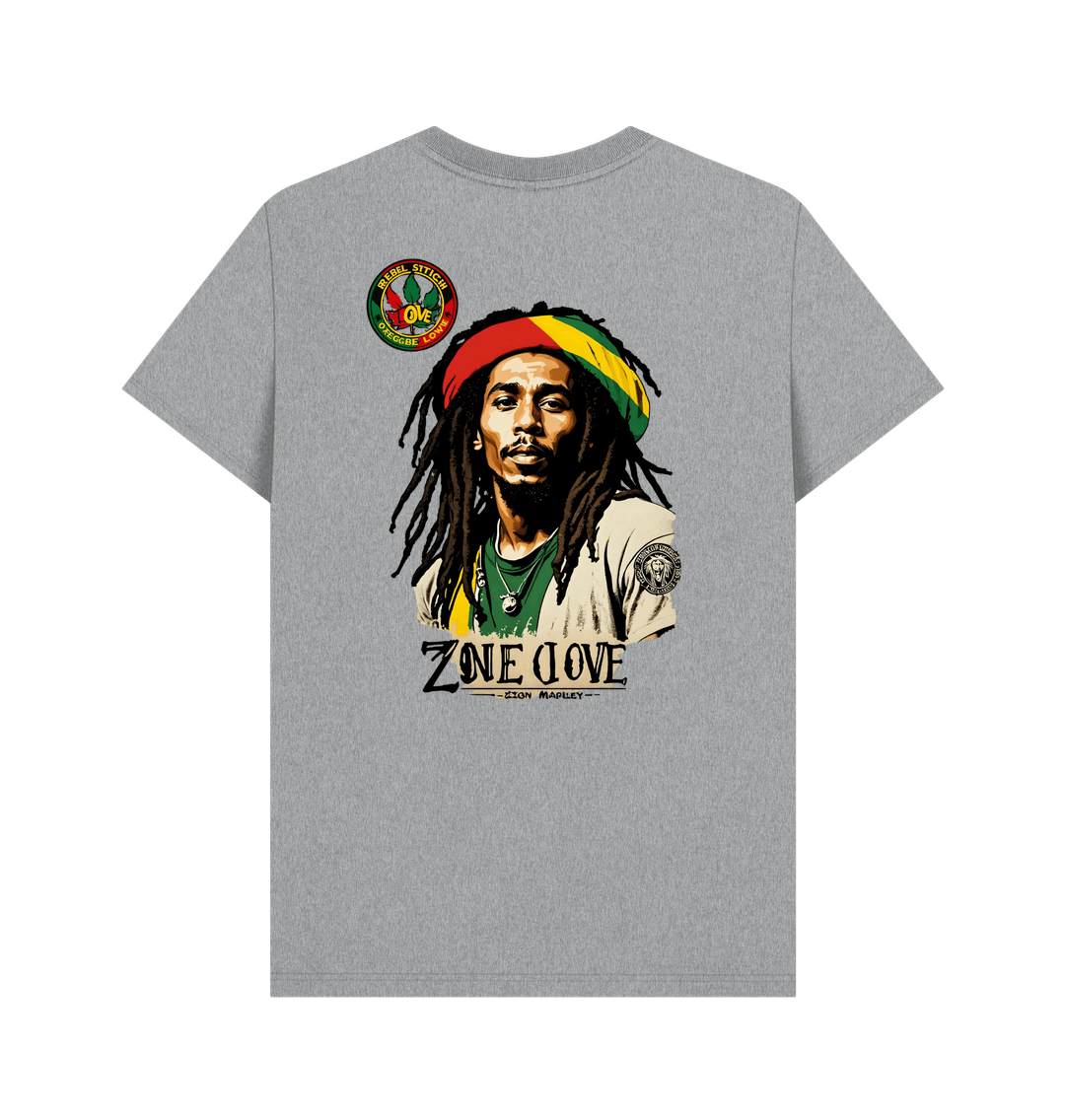 Athletic Grey Rebel Stitch Premium Cotton Short Sleeve T-Shirt Zion-One Love Back Print #4