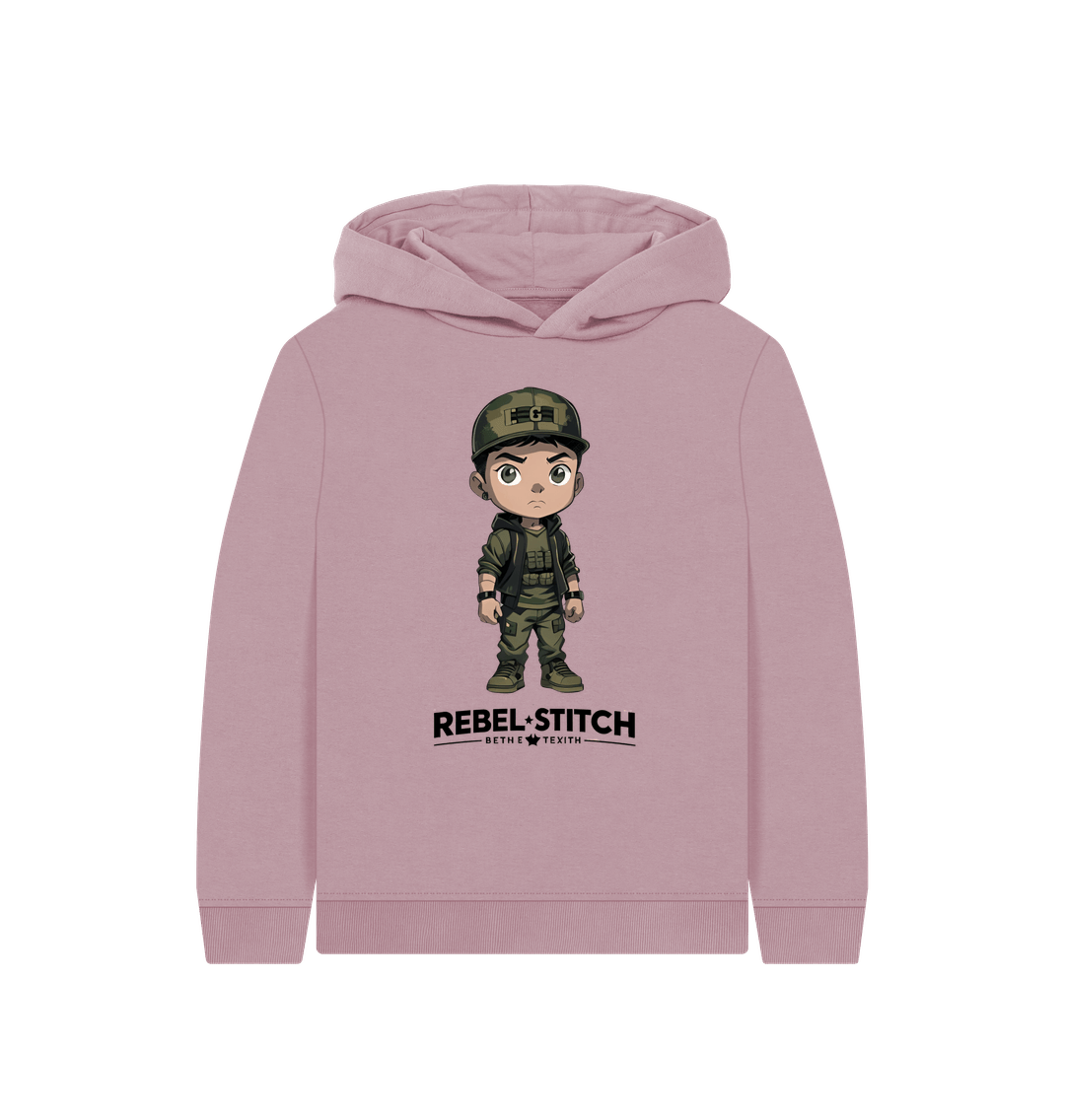 Mauve Rebel Stitch Premium Cotton Kids Hoodie Rebel Kids Front Print #4