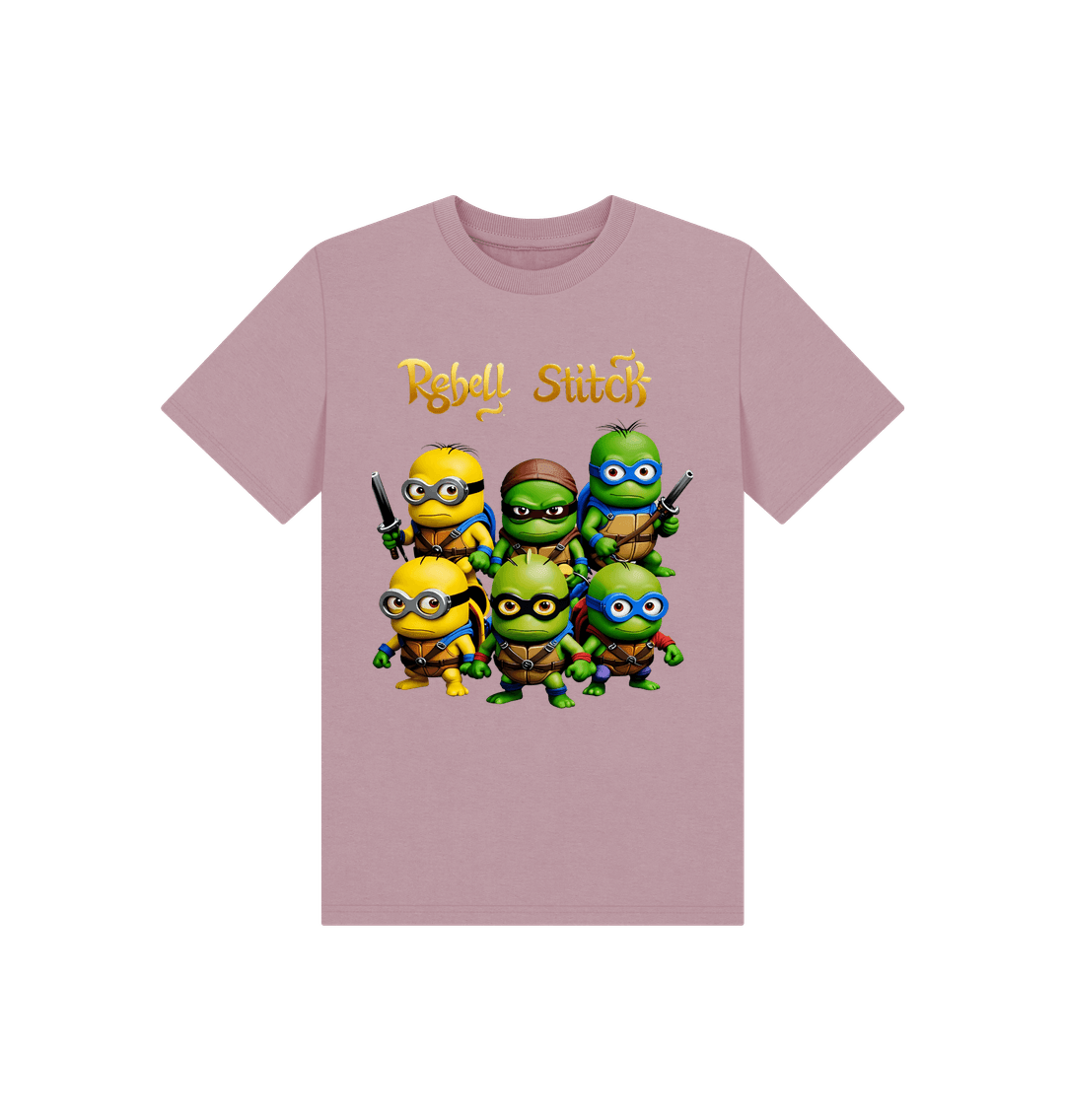 Mauve Rebel Stitch Premium Cotton Short Sleeve Kids T-Shirt TMNM Front Print #1