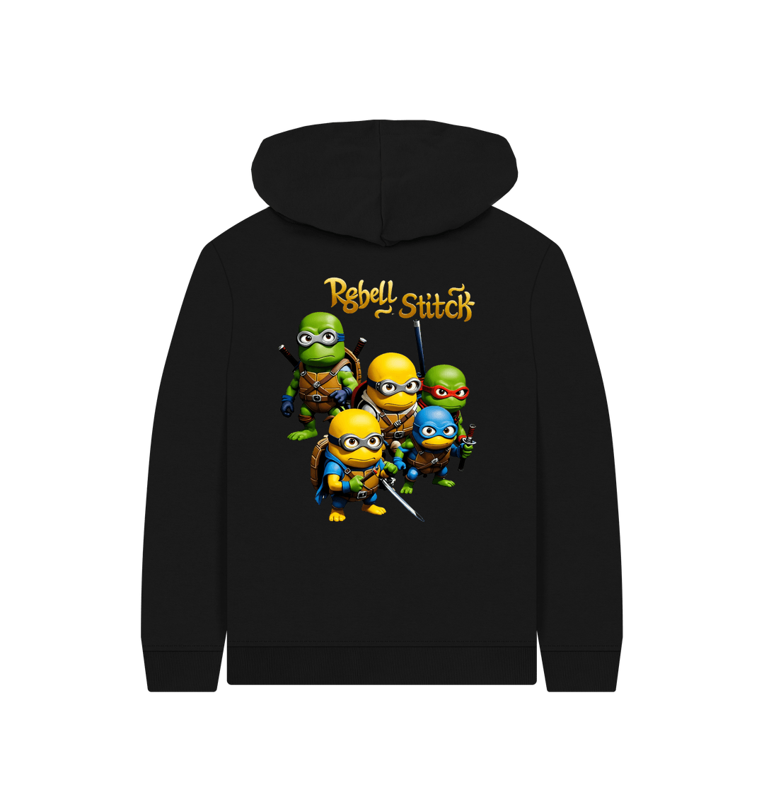 Black Rebel Stitch Premium Cotton Kids Hoodie TMNM Back Print #3