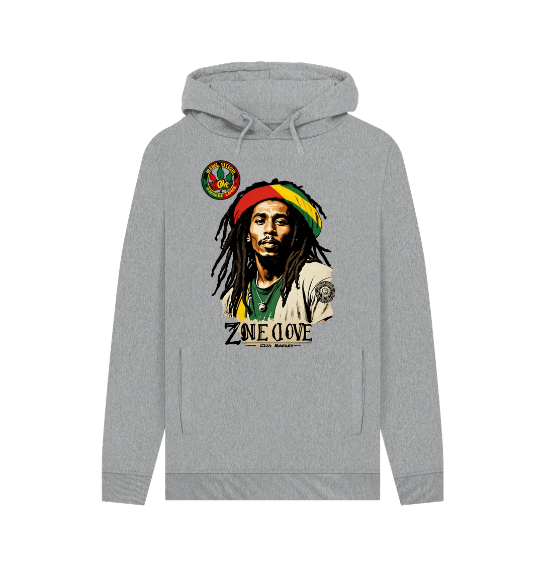 Light Heather Rebel Stitch Premium Cotton Hoodie Zion-One Love Front Print #4