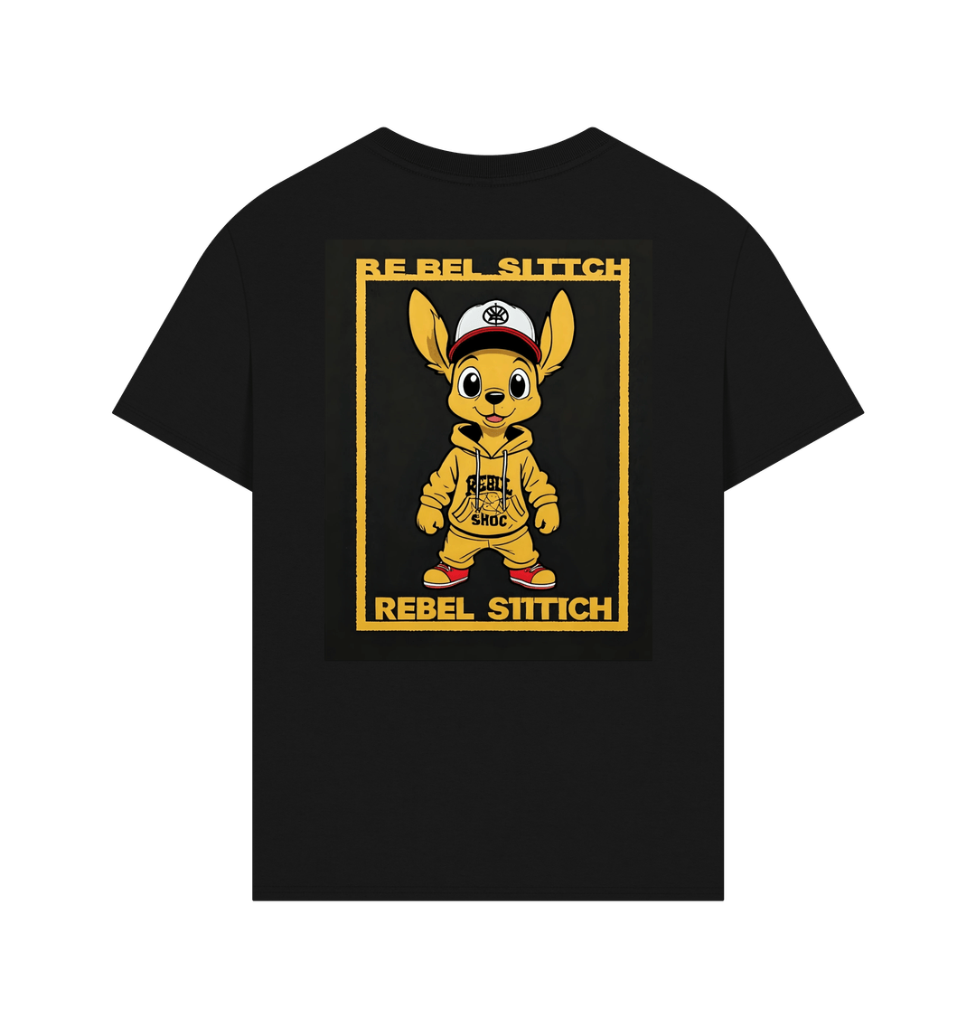 Black Rebel Stitch Premium Cotton Oversized Short Sleeve T-Shirt Main Line Back Print #3