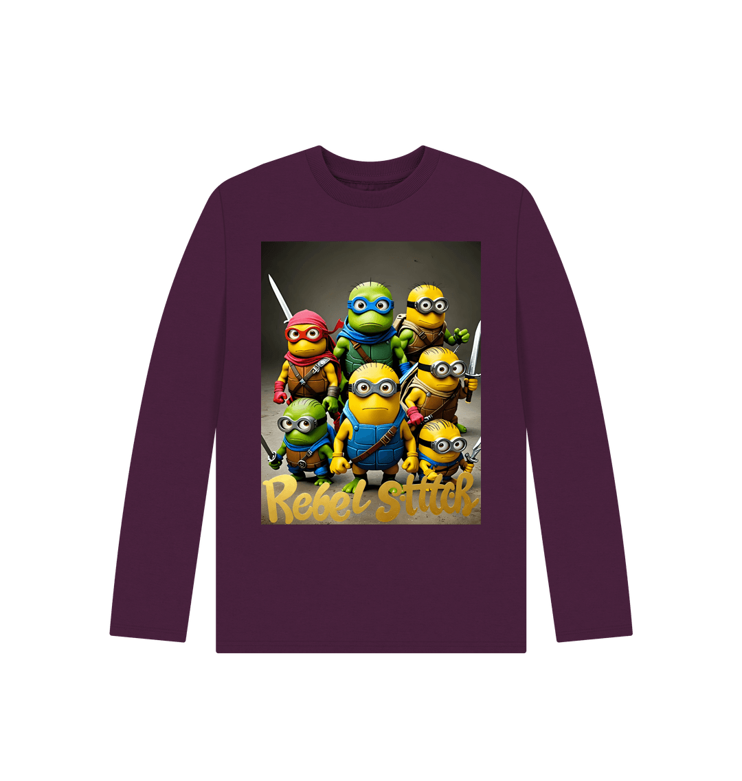 Purple Rebel Stitch Premium Cotton Long Sleeve Kids T-Shirt TMNM Front Print #4