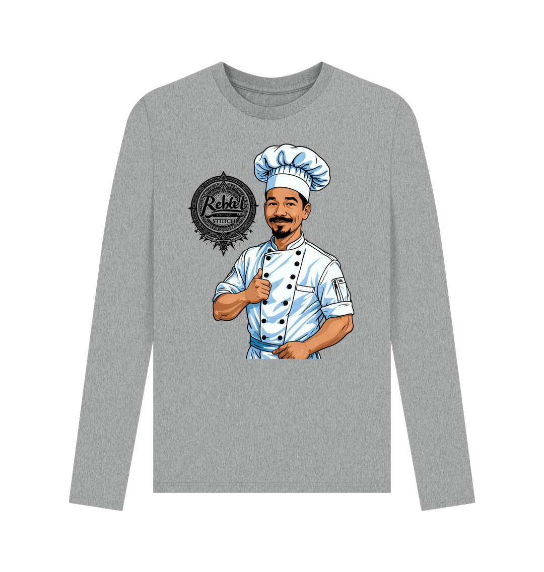 Athletic Grey Rebel Stitch Premium Cotton Long Sleeve T-Shirt Chef Edition Front Print #2