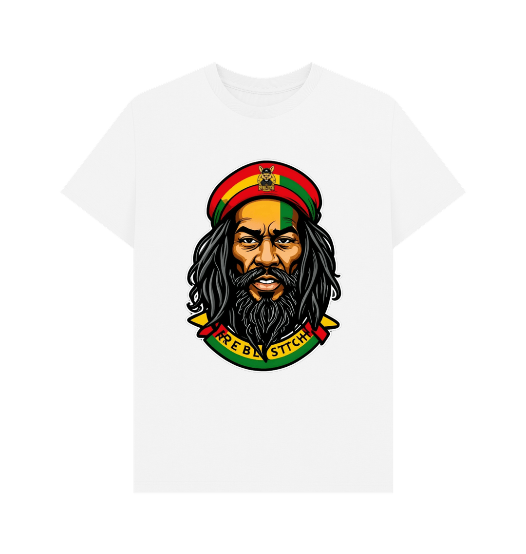 White Rebel Stitch Premium Cotton Short Sleeve T-Shirt Zion-One Love Front Print #3