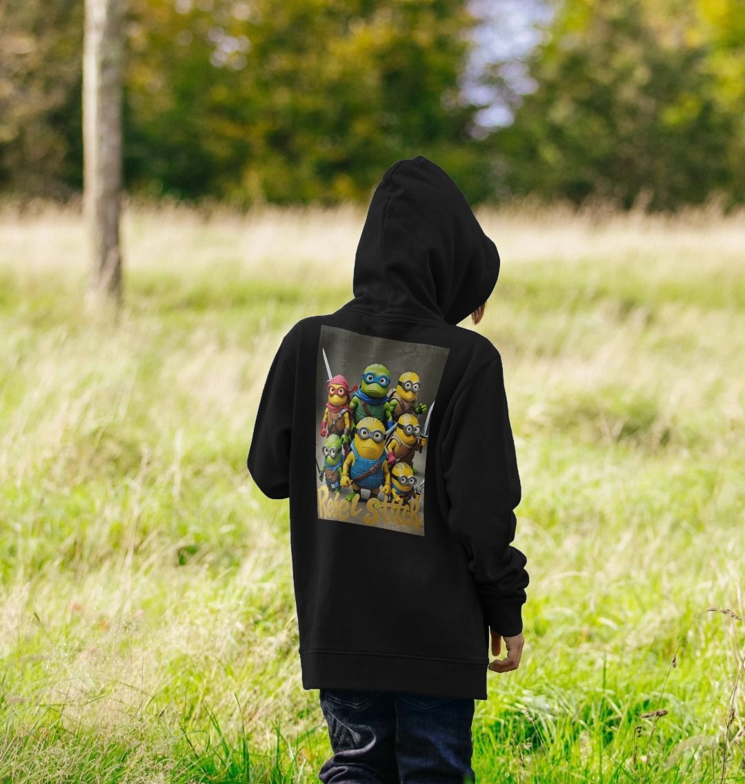 Rebel Stitch Premium Baumwolle Kinder Hoodie TMNM Rückendruck #4