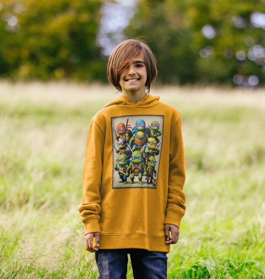 Sudadera con capucha para niños de algodón premium Rebel Stitch con estampado frontal TMNM n.° 2